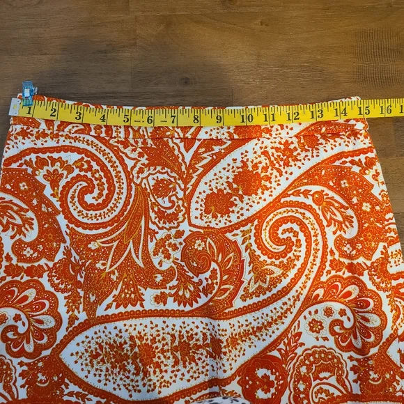 J.crew Factory The Pencil Skirt In Orange Paisley Floral Print - Picture 5 of 6